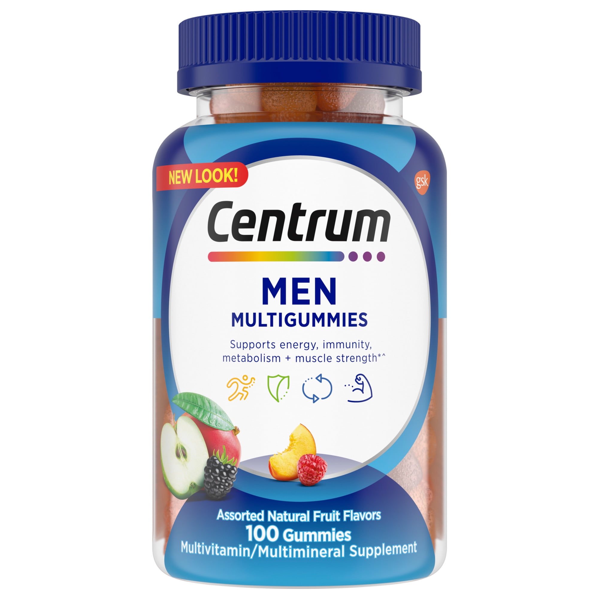 Centrum Brand Multigummies Men's Gummy Vitamins, Multivitamin With Vitamin B, C, D & E, Assorted Fruit, 100 Count