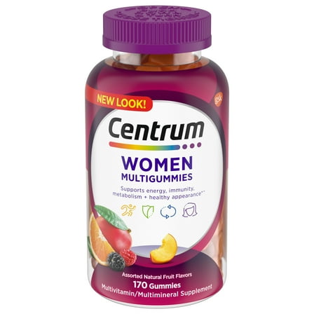 Centrum Multigummies Women's Gummy Vitamins, Multivitamin With Vitamin A, B & C, Assorted Fruit, 170 Count