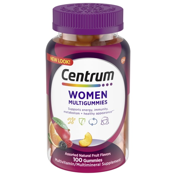 Centrum Multigummies Womens Gummy Vitamins, Multivitamin with Vitamin A, B & C, Assorted Fruit, 100 Count
