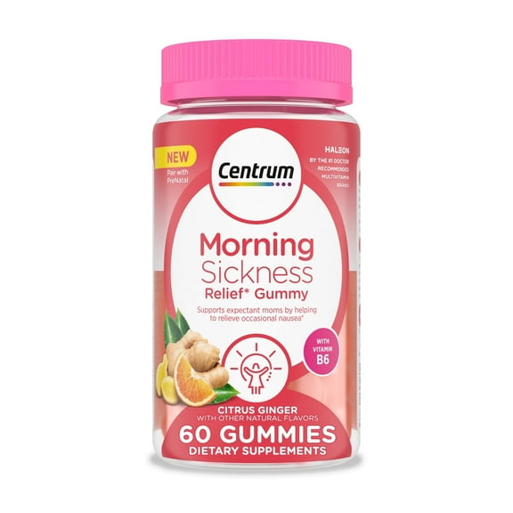 Centrum Prenatal Vitamin Gummies for Morning Sickness Relief, Citrus Ginger Flavor, 60 Count (2 PACK)