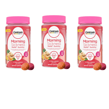 Centrum Prenatal Vitamin Gummies for Morning Sickness Relief, Citrus Ginger Flavor, 60 Count (3pack)