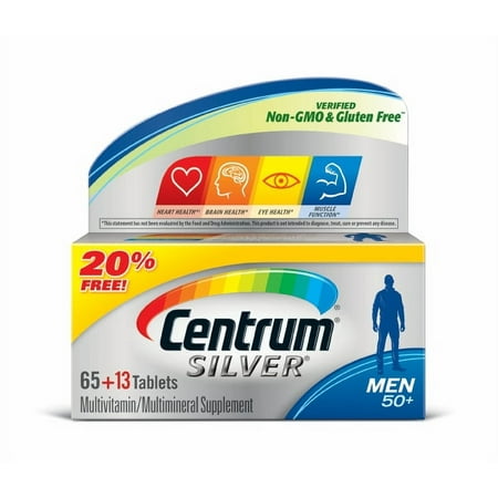 Centrum Silver Men 50+ Multivitamin Tablets, 78 Ct BONUS