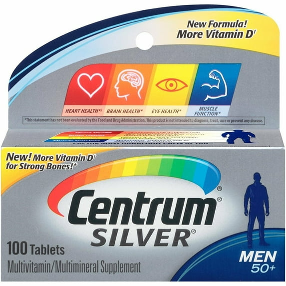Centrum Silver For Men 50+ Multivitamin & Multimineral Supplement, 100ct