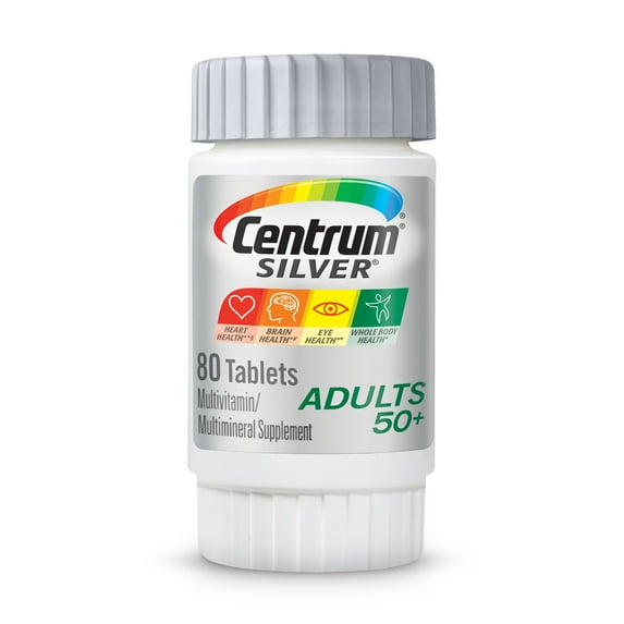 Centrum Silver Multivitamin for Adults 50 Plus, Multimineral Supplement, Supports Memory and Cognition In Older Adults - 80 Ct
