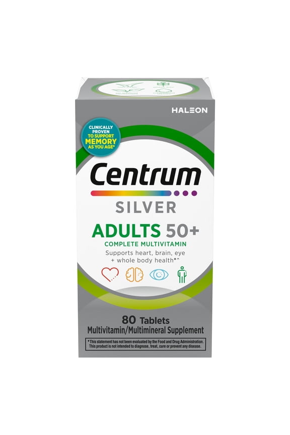 Silver Multivitamin for Adults 50 Plus, Multimineral Supplement, 80 Ct