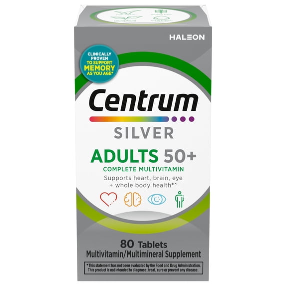 Centrum Silver Multivitamin for Adults 50 Plus, Multimineral Supplement, 80 Ct