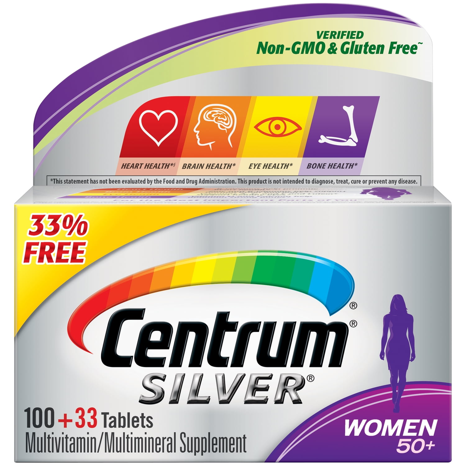 Centrum Silver Multivitamins for Women Over 50, Multivitamin/Multimineral Supplement with Vitamin D3, B Vitamins, Calcium and Antioxidants - 133 Count