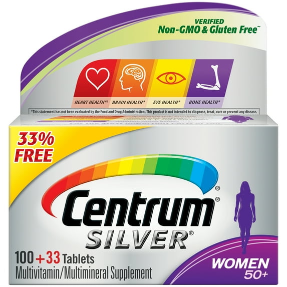 Centrum Silver Multivitamins for Women Over 50, Multivitamin/Multimineral Supplement with Vitamin D3, B Vitamins, Calcium and Antioxidants - 133 Count