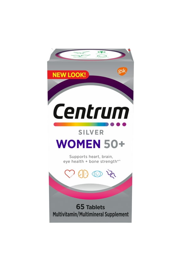Silver Womens 50 Plus Multivitamin With Vitamin B, C, D3 & E, 65 Count