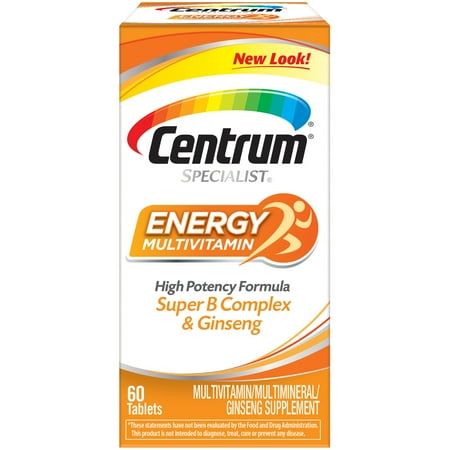 Centrum Specialist Energy Adult Multivitamin and Ginseng Supplement Tablets, 60 Ct