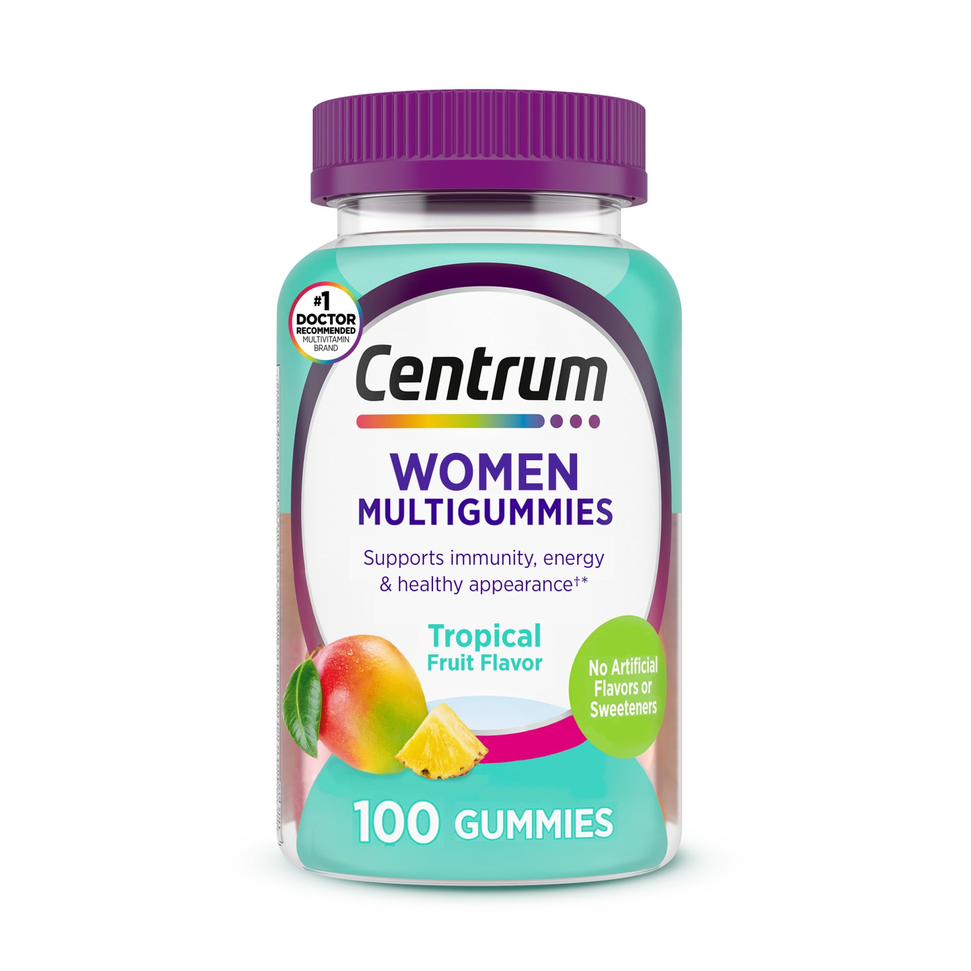 Centrum Women's Multivitamin Gummies, Immune, Energy, Healthy Appearance Support, 100 Count, 50 Day Supply