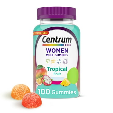 Centrum Women's Multivitamin Gummies, Tropical Fruit Flavors Made From Natural Flavors, 100 Count, 50 Day Supply