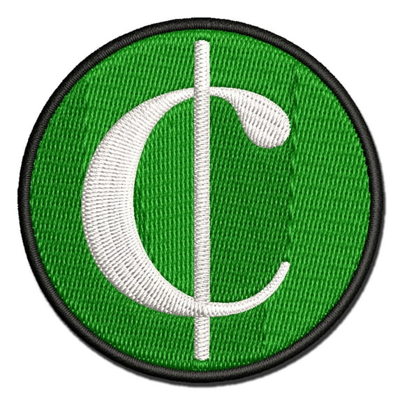 Cents Symbol Applique Multi-Color Embroidered Hook & Loop Patch - 2.0 Inch Mini
