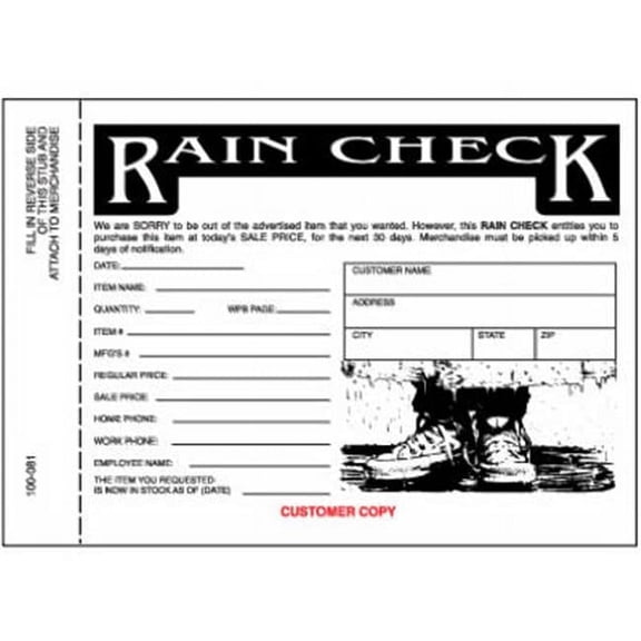 Centurion 3 Part Rain Check - 25 Pack