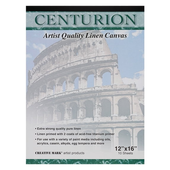 Centurion Acrylic Primed White Linen Canvas Sheet Pads 11oz Tape Bound For Acrylics, Alkyds, Water-Mixable Oils - 2 Pack (20 Canvas Sheets) - 12" x 16"