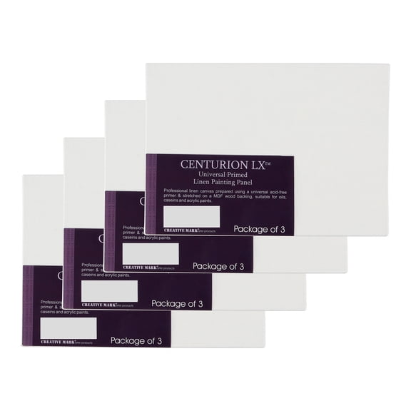 Centurion All-Media Primed Linen Panels - 4x6" 12 Pack - 11oz Universal Primed Canvas Boards for Painting, Mounted on MDF Wood, Non-Warping, Ideal for Artists, Professionals, and Painters
