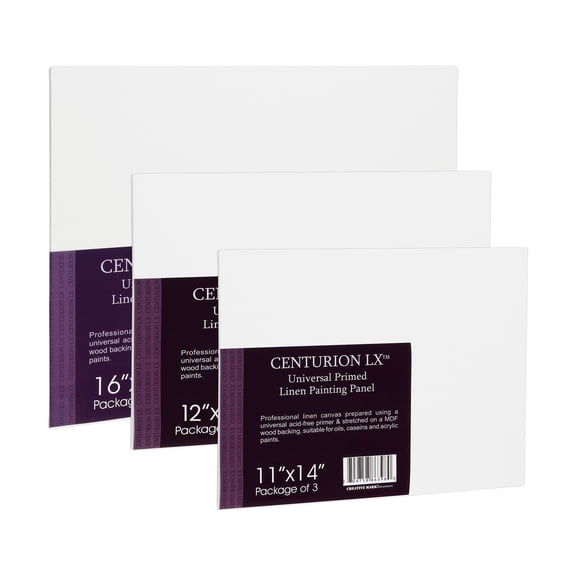 Centurion All-Media Primed Linen Panels - Large Multipack of 9 - 11oz Universal Primed Canvas Boards for Painting, Mounted on MDF Wood, Non-Warping, Ideal for Artists, Professionals, and Painters