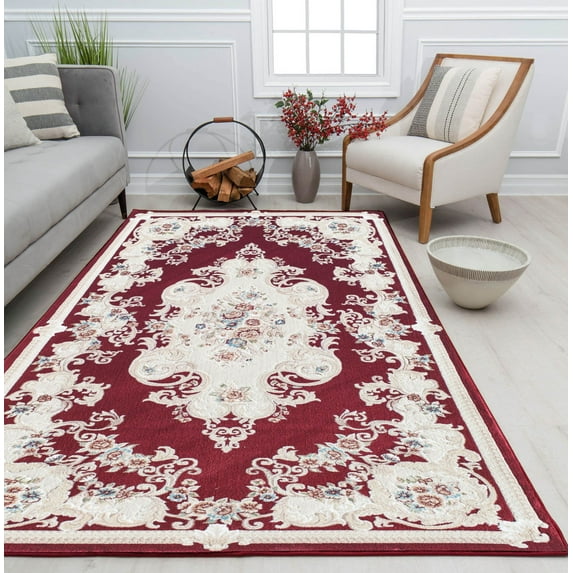 Centurion CY20C Classic Burgandy Transitional Vintage Red Area Rug, 5'0"x8'0"