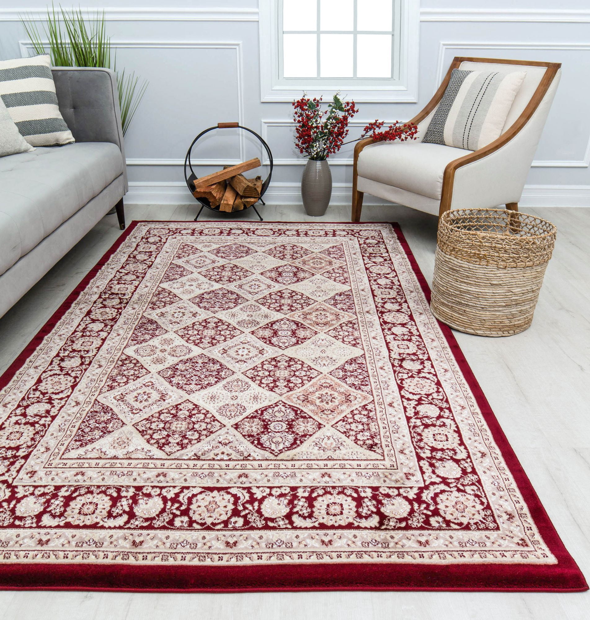 Centurion CY40A Panel Red Transitional Vintage Red Area Rug, 5'0