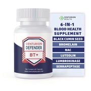 Centurion Defender BT+, Natural Circulation Supplement with Black Cumin Seed, Bromeliad, Luteolin, NAC, Serrapeptase and Lumbrokinase to Support Optimal Blood Flow, 60 Caps