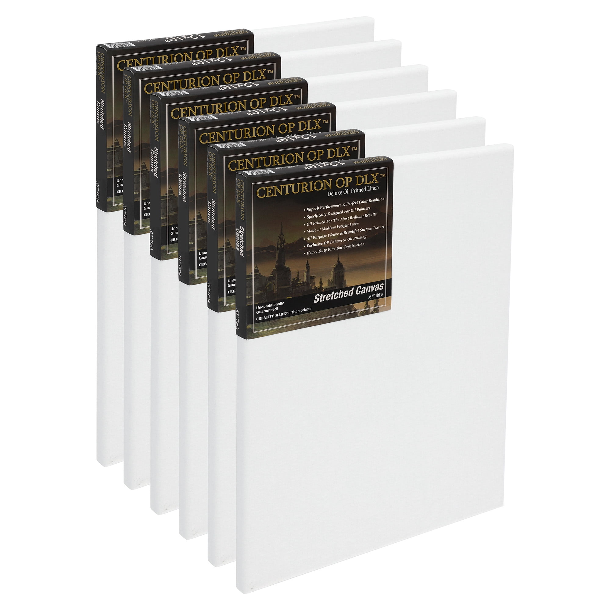 Centurion Deluxe Oil Primed Linen Canvas Pack, 18" x 24", White