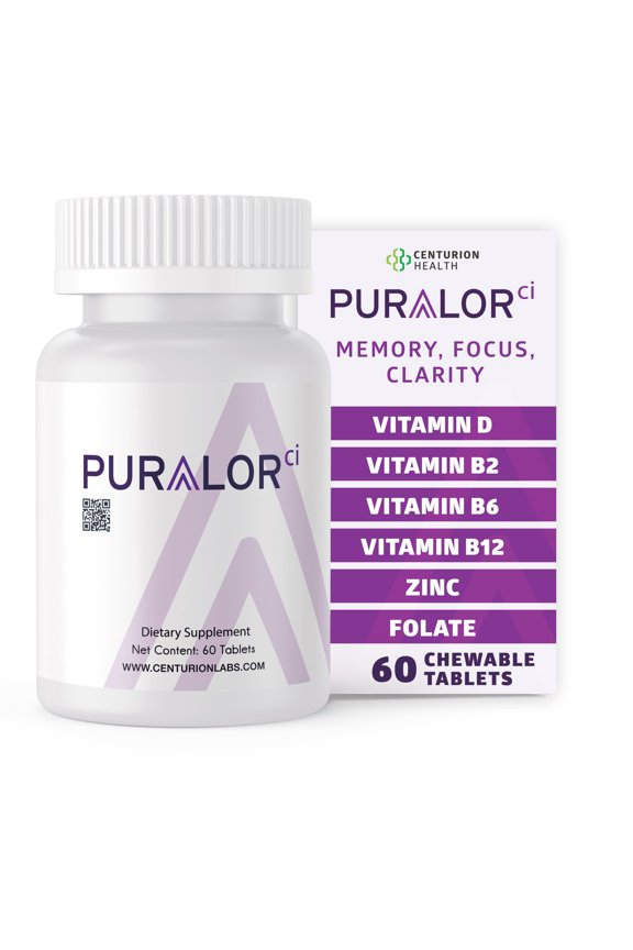 Centurion Puralor CI Brain Supplement for Memory, Concentration, Clarity and Focus with Folate, NADH, Vitamin B2, B6 and B12 for Teens and Adults, 60 Tablets