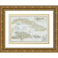 thumbnail image 1 of Century 14x11 Gold Ornate Wood Framed with Double Matting Museum Art Print Titled - Cuba Haiti Jamaica Trinidad - Century 1897, 1 of 4