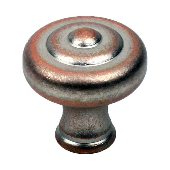 Yukon - Premium Solid Brass, Knob, 1 1/2" dia. Weathered Nickel/Copper