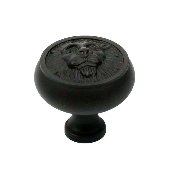 Roman - Premium Solid Brass, Lion Head Knob, 1-1/2" dia. Oil Rubbed Bronze