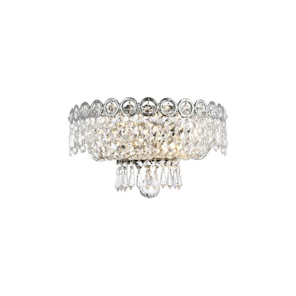 Century 2 light Chrome Wall Sconce Clear Royal Cut Crystal