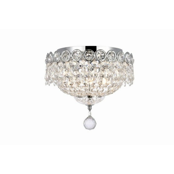 Century 3 light Chrome Flush Mount Clear Royal Cut Crystal