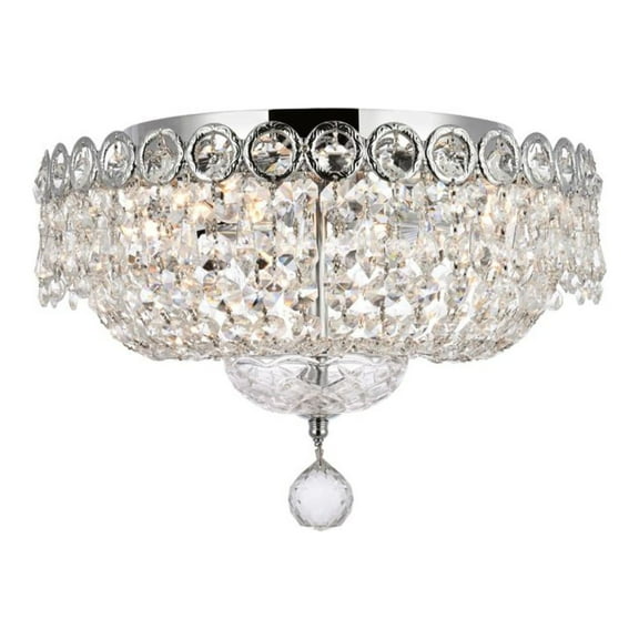 Century 4 light Chrome Flush Mount Clear Royal Cut Crystal