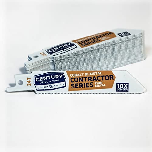 Century Drill & Tool 07705 4" Contractor Series Bi-Metal Reciprocating Saw Blade, 24T, 25 Pack