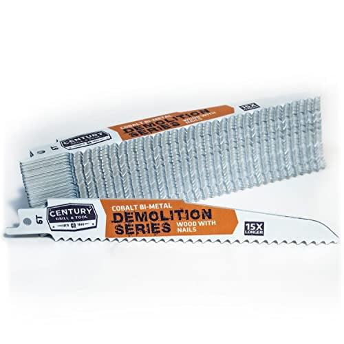 Century Drill & Tool 07784 6" Demolition Series Bi-Metal Reciprocating Saw Blade, 6T, 25 Pack
