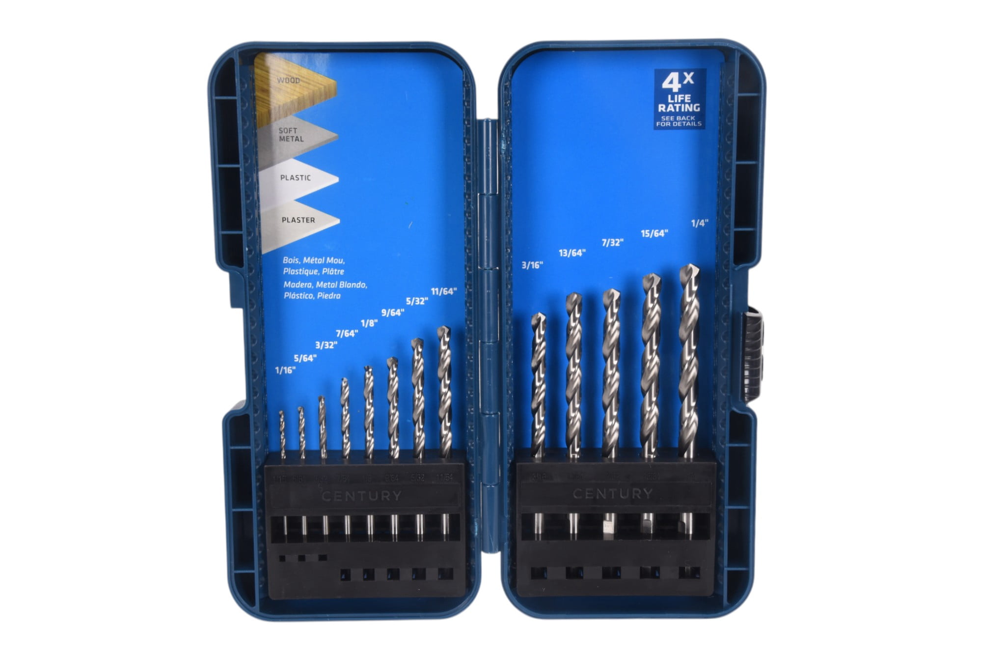 Century Drill & Tool 22713 Brite Drill Bit Set, 13 Piece, High Speed Steel Drills for Wood and Metal