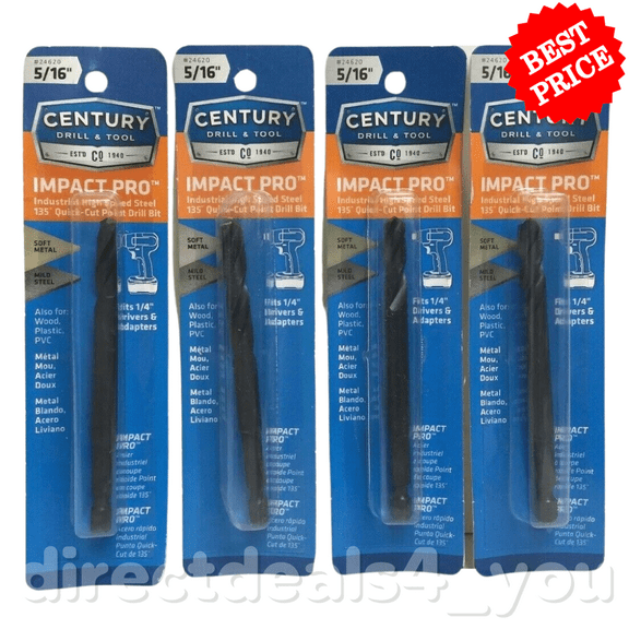 Century Drill & Tool 24620  5/16" Impact Pro Drill Bit Pack of 4