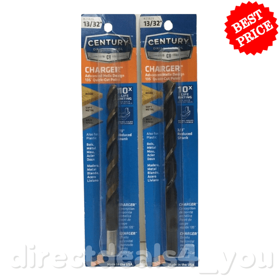 Century Drill & Tool 25626 13/32" Charger Drill Bit Pack of 2