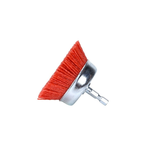 Century Drill & Tool 77231 3" Coarse Nylon End Brush, 80 Grit, 1/4" Quick Change Shank, 4,500 RPM - Nylon Bristles for Metal, Wood, Plastic, Masonry