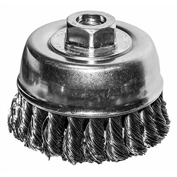 Century Drill & Tool 76046 4" Coarse Knot Cup Brush, 5/8" X 11" Arbor, 8,500 RPM Max - Heavy-Duty Cleaning and Surface Prep on Concrete and Metal