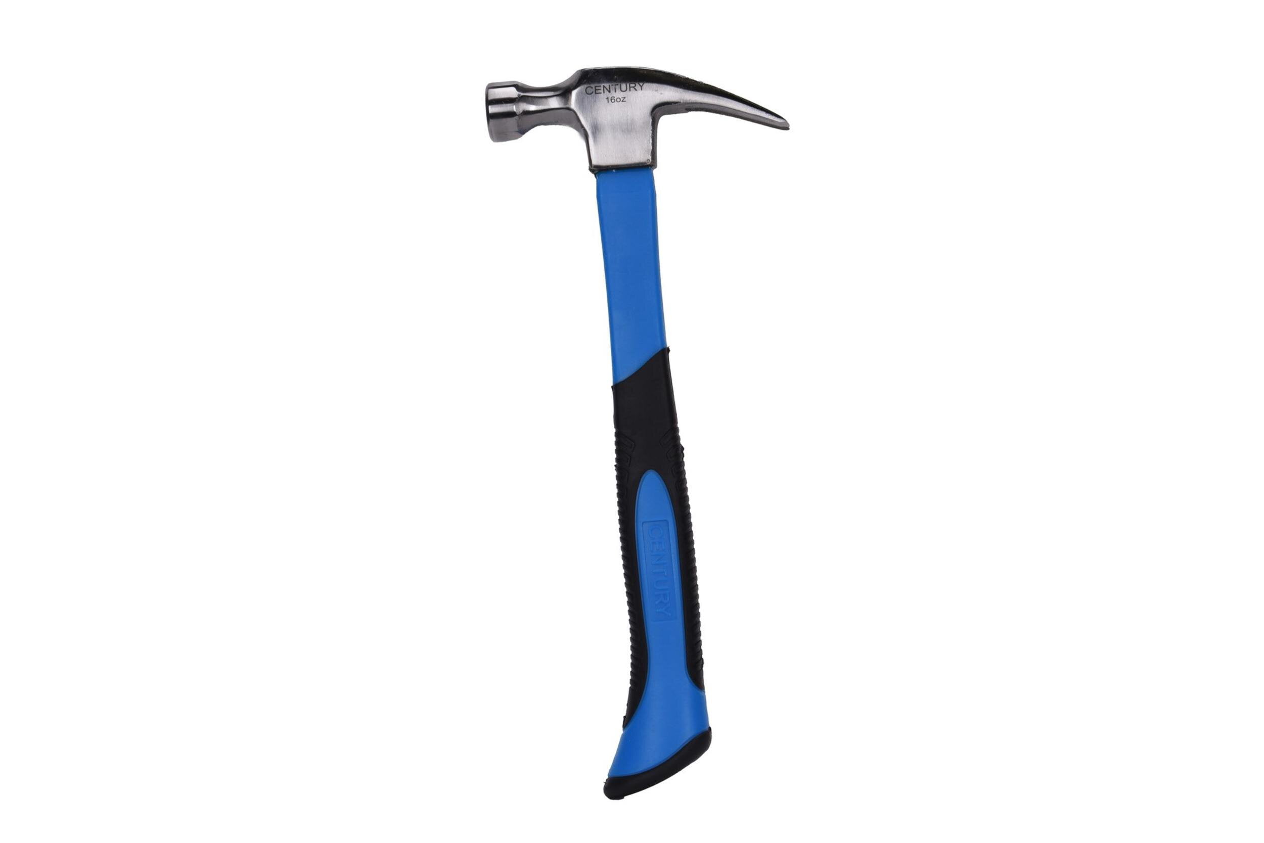 Century Drill & Tool 72244 Straight Claw Fiberglass Hammer, 16-Ounce, Blue, Black, Silver