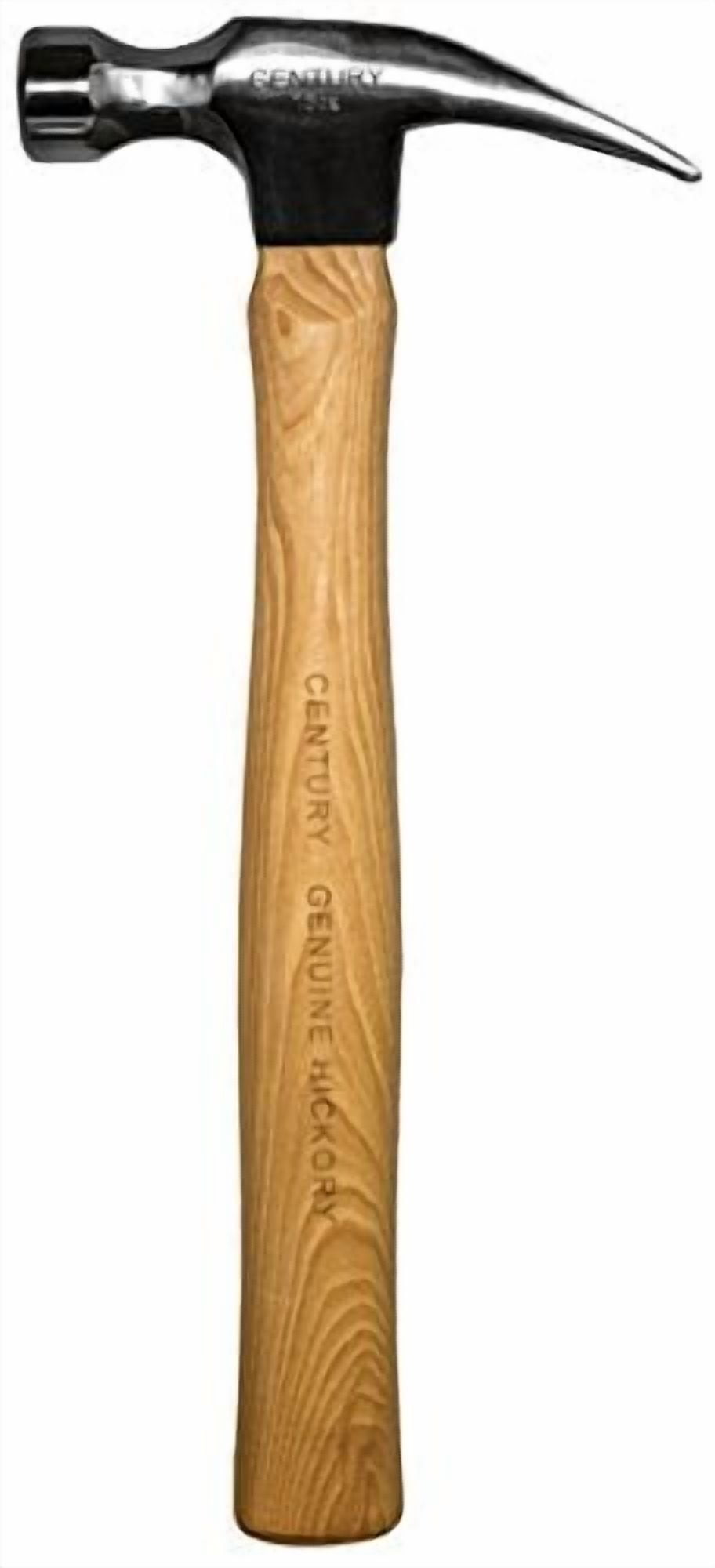 Century Drill & Tool 72276 Straight Claw Hammer, 16oz, Drop-Forged Steel, Hickory Wood Handle, Durable Ripping Hammer for Carpentry, Demolition & DIY