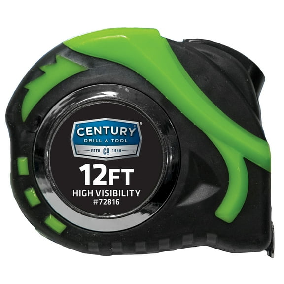 Century Drill & Tool 72816 High Visibility Tape Measure, 12-Foot
