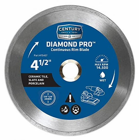 Century Drill & Tool 75457 Diamond Continuous Rim Blade, 4-1/2"