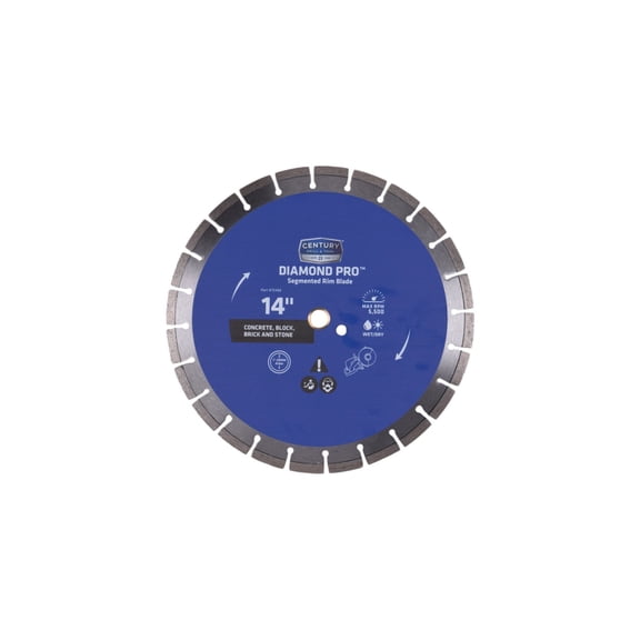 Century Drill & Tool 75486 Diamond Segmented Rim Blade, 14"