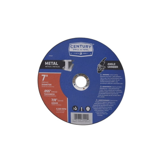 Century Drill & Tool 75529 Type 1A Metal Cutting Wheel, 7" X .055"