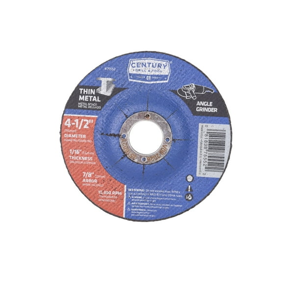 Century Drill & Tool 75552 Type 27A Metal Cutting Wheel, 4-1/2" X .045"