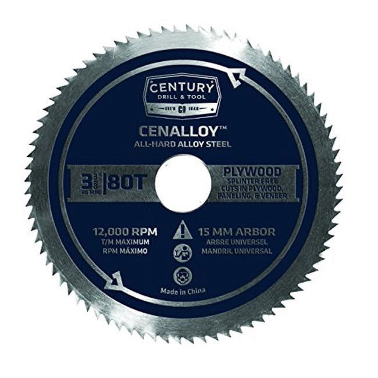 Century Drill & Tool 8236 Circular Saw Blade Plywood 3.375 in. x 80T