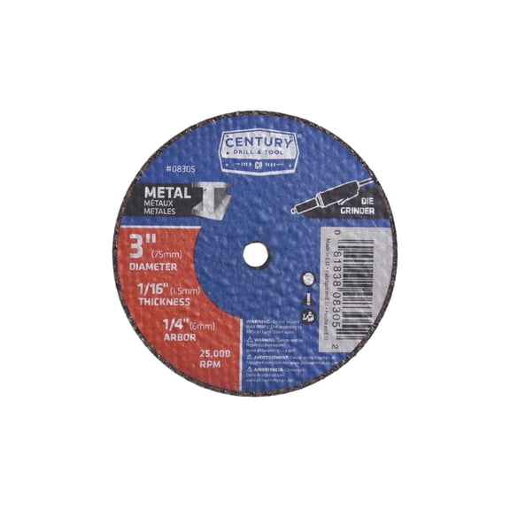 Century Drill & Tool 08305 3" X 1/16" Metal Cutoff Wheel