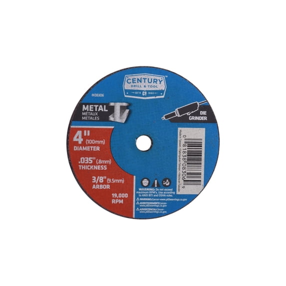 Century Drill & Tool 08306 4" X .035" Metal Cutoff Wheel