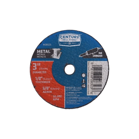 Century Drill & Tool 08323 3" Diameter X 1/8" Cutoff Wheel
